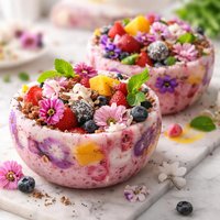 Frozen Flower Bowls with Fruits