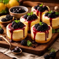 Frozen Meyer Lemon Cream with Blackberry Sauce
