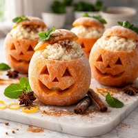 Frozen Orange Jack O Lanterns Filled with Ice Cream