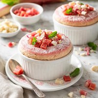 Frozen Rhubarb and White Chocolate Souffle