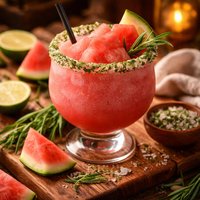 Frozen Watermelon Margarita with Tarragon Salt Rim
