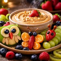 Fruit Critters with Peanut Butter Yogurt Dip