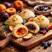 Fruit Dumplings Apricots Blueberries Plums