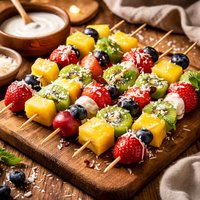Fruit Kabobs with Coconut Dressing