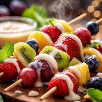 Fruit Kebabs with Honey Cream