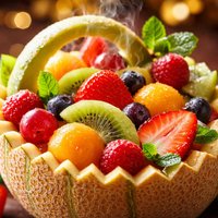 Fruit Salad in a Cantaloupe Basket