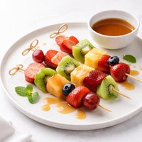 Fruit Skewers with Maple Sauce