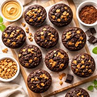 Fudgy Peanut Butter Chip Muffins
