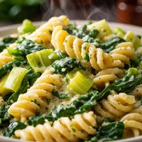 Fusilli with Creamed Leek and Spinach