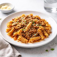 Fusilli with Creamy Tomato Garlic and Meat Sauce or Rotini