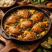 Garam Masala Curried Chicken with Pineapple and Peas