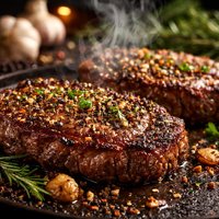 Garlic and Cracked Pepper Rib Eye Steaks