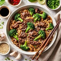 Garlic Beef with Noodles and Broccoli