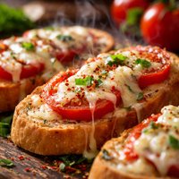 Garlic Bread with Ripe Tomatoes and Manchego Cheese
