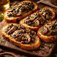 Garlic Bread with Sauteed Mushrooms
