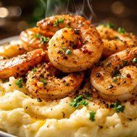 Garlic Butter Spice Shrimp with Mashed Potatoes