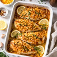 Garlic Chicken Baked with Cheddar Thyme Crust
