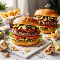 Garlic Hamburgers for 2