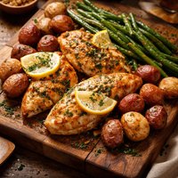 Garlic Lemon Chicken with Green Beans Red Potatoes
