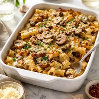 Garlic Mushroom Pasta Bake