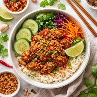 Garlic Pepper Chicken Mix Bowl Thai Gai Tod Kratiem Prik Tai
