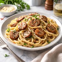 Garlic Pepper Sausage Linguine Pasta