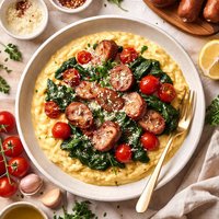 Garlic Polenta with Sausage