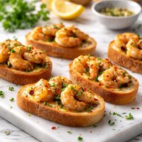 Garlic Prawn Appetizer on Baguette Toasts