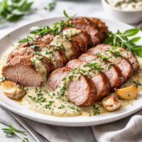 Garlic Roasted Pork with Tarragon Sauce
