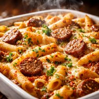 Garlic Sausage Penne Bake
