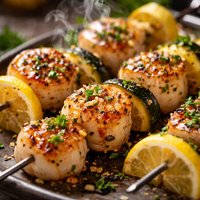 Garlic Scallop Kebabs