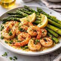 Garlic Shrimp with Asparagus and Lemon