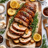 Garlic Stuffed Pork Roast with Glaze