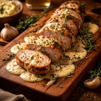 Garlic Thyme Pork Tenderloin with Creamy Cider Sauce
