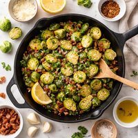 Garlicky Brussels Sprouts Saute