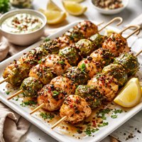 Garlicky Chicken and Sprout Kebabs
