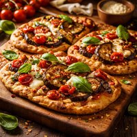 Garlicky Eggplant Tomato and Basil Bobolis