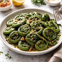 Garlicky Fiddlehead Ferns