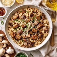 Garlicky Pork and Mushroom Risotto