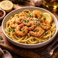 Garlicky Shrimp and Linguini