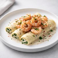 Garlicky Shrimp Manicotti