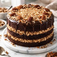 German Chocolate Cake with Coconut Pecan Sauce