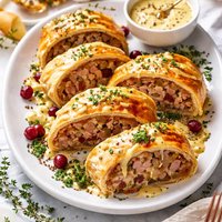German Holiday Strudel with Mustard Sauce
