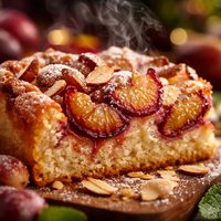 German Plum Coffee Cake with Almonds Pflaumenkuchen