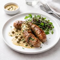 German Sausage with Mustard Caper Sauce
