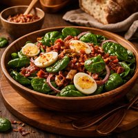 German Spinach Salad with Hot Bacon Dressing