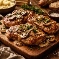 German Style Pork Chops with Mushrooms