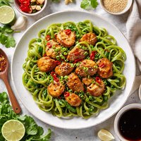Ginger Chicken with Spinach Fettuccine