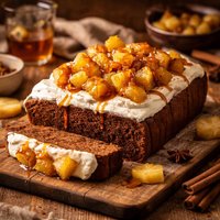 Gingerbread Cake with Caramelized Pineapple and Rum Cream
