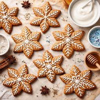 Gingerbread Snowflakes with Icing That Hardens